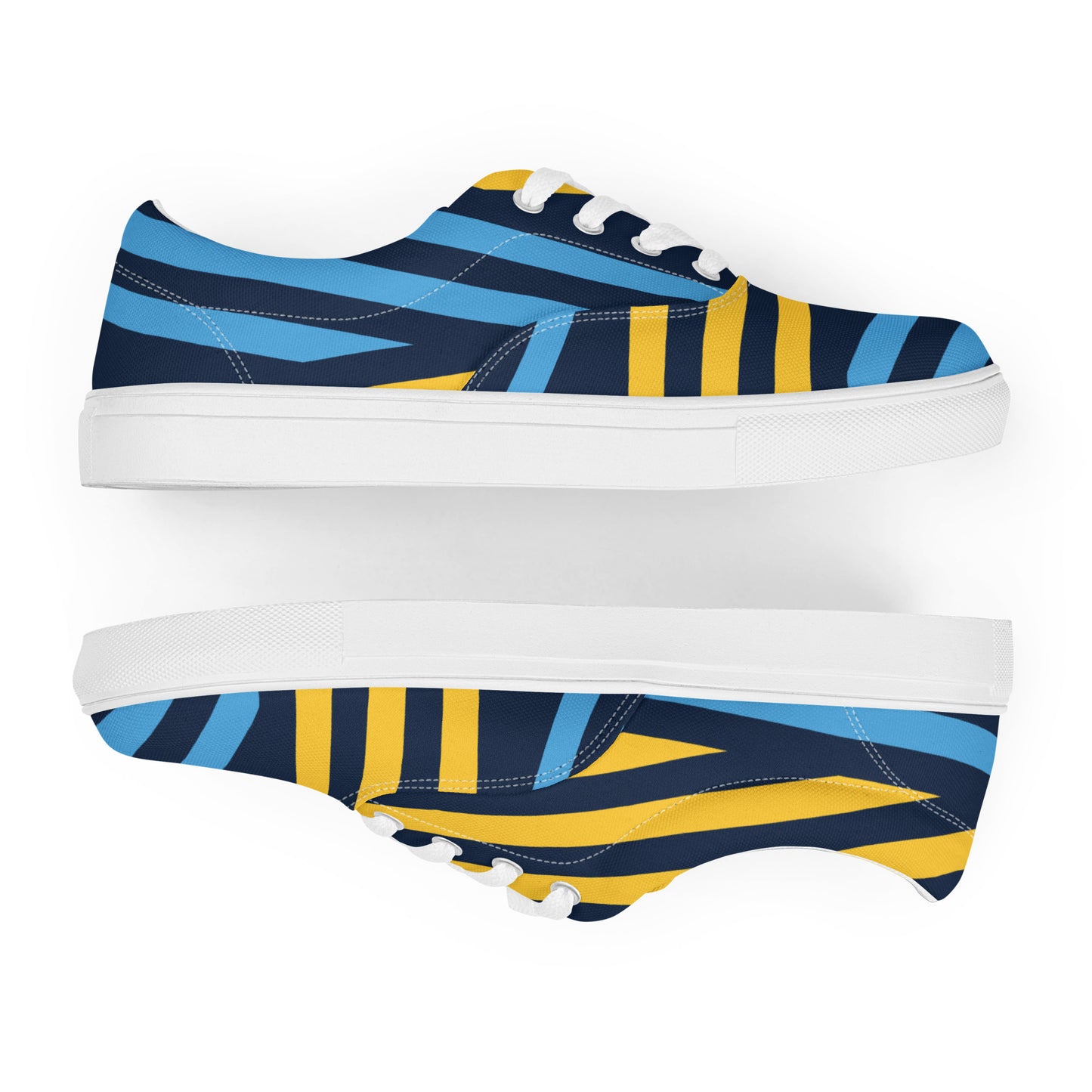 Blue and Yellow Striped Men’s lace-up canvas shoes - Kickstart Fragrances