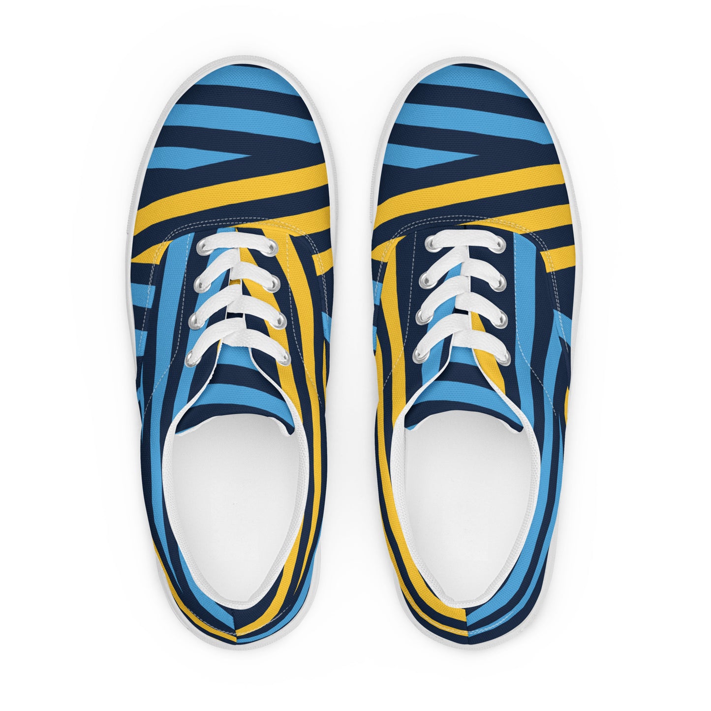 Blue and Yellow Striped Men’s lace-up canvas shoes - Kickstart Fragrances