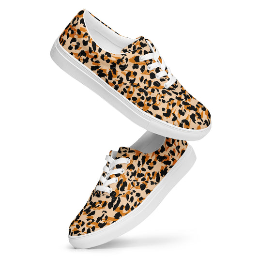 Cheetah Print Women’s lace-up canvas shoes - Kickstart Fragrances